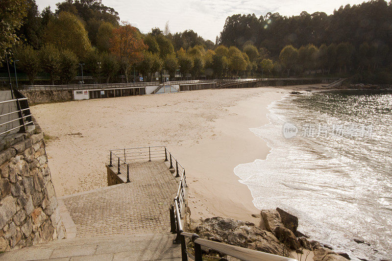 波托塞洛海滩，Rias Baixas,Pontevedra省，加利西亚，西班牙。